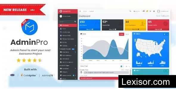 AdminPro v2.1 - Login + Multi User Management + Codeigniter + Roles & Permission + Bootstrap 4 + AdminLTE