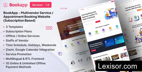 Bookapp v1.0 - Multivendor Service / Appointment Booking Laravel Website (Subscription Based)