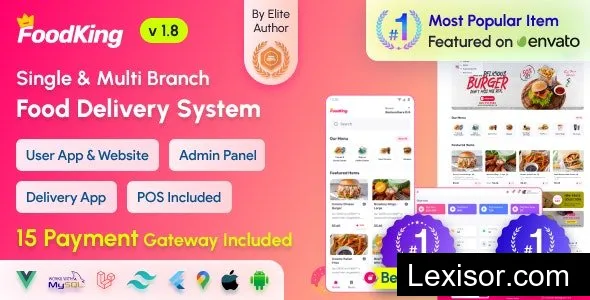 FoodKing v1.8 - Restaurant Food Delivery System with Admin Panel & Delivery Man App | Restaurant POS - nulled