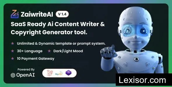 ZaiwriteAI v1.5 - Ai Content Writer & Copyright Generator tool With SAAS - nulled